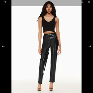 NWT Aritzia × Wilfred Melina Super High Rise Faux Leather Pants Black Size 12